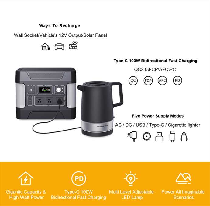 1000W Deep Cycle Solar Generator For Mobile Charging