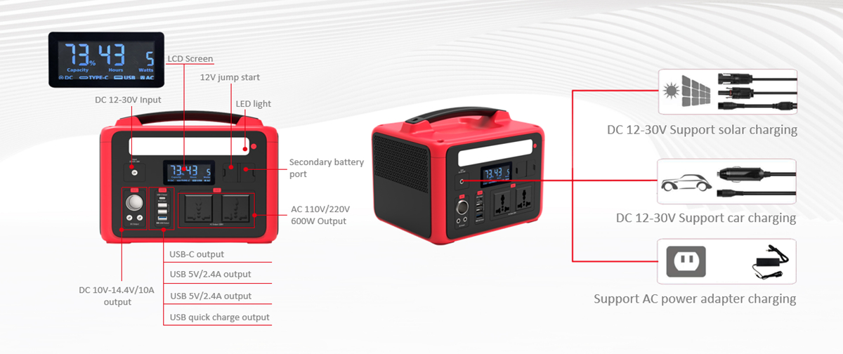 600W High Strength Solar Generator for Mobile Charging