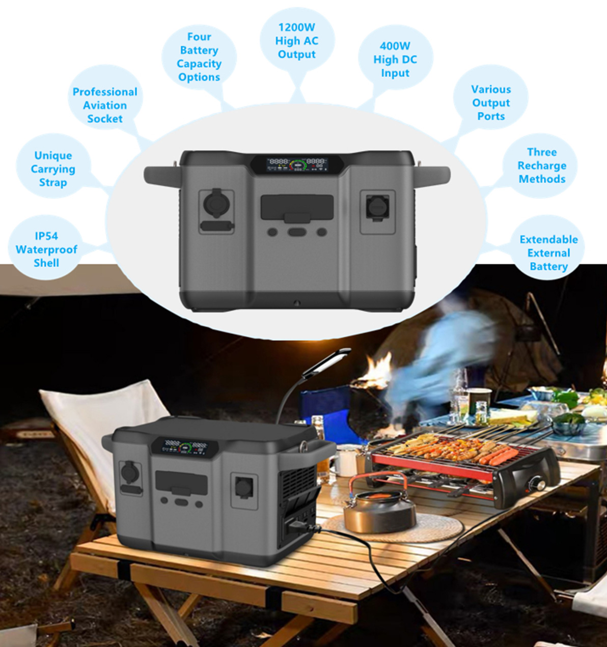 1200W High Performance Solar Generator for Backup Charging